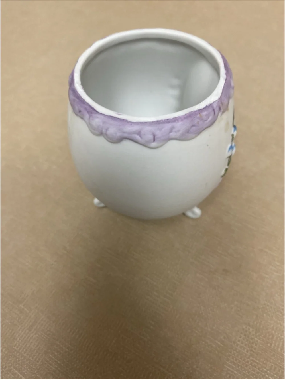 Vintage Lefton Bisque Easter Egg Planter With 3D Chick 01468